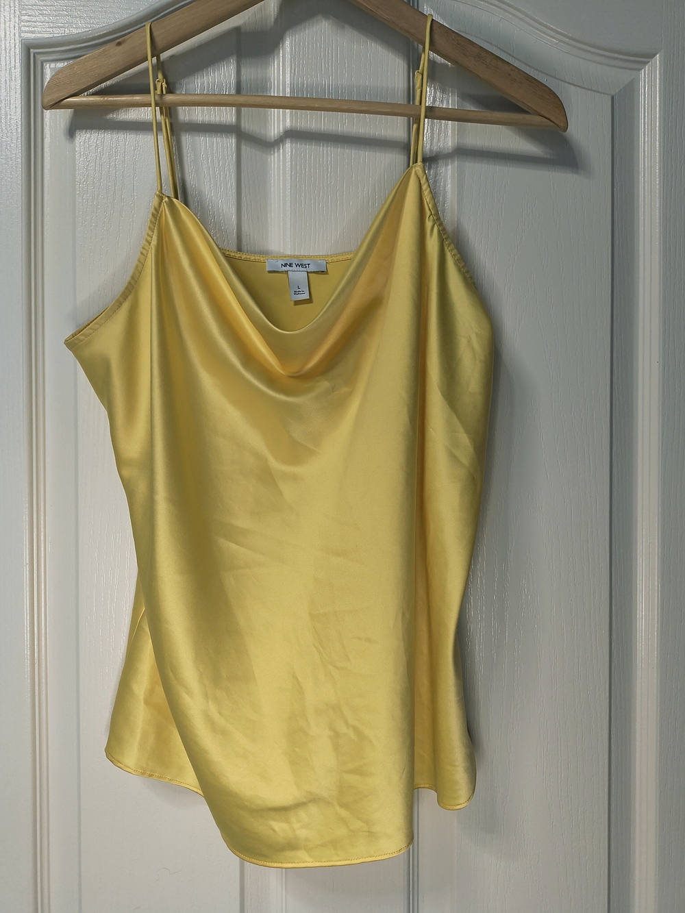 Nine West Yellow Satin Cowl Neck Camisole